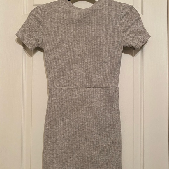 H&M Ribbed Heather Grey Front Lace-Up Dress - Picture 3 of 6